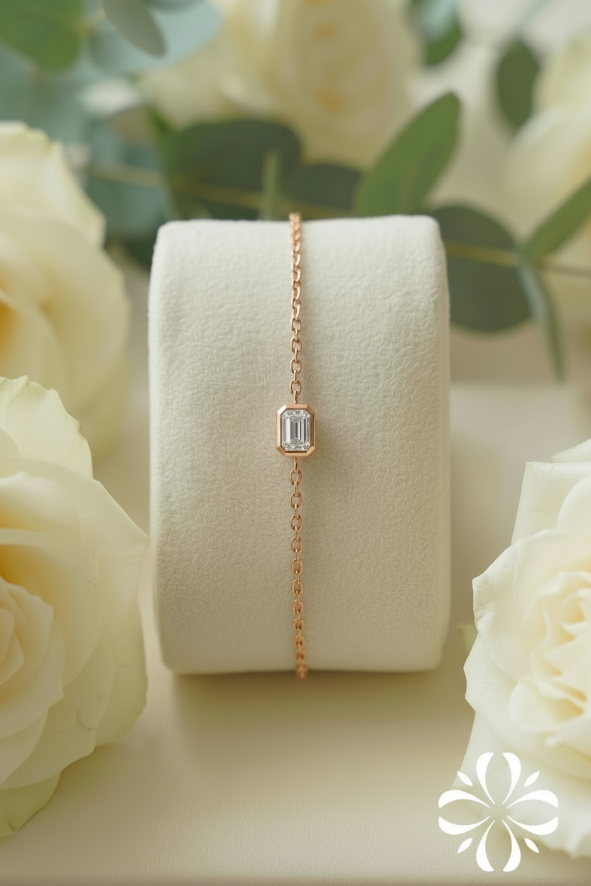 18k Rose Gold Emerald-Cut Diamond Bracelet