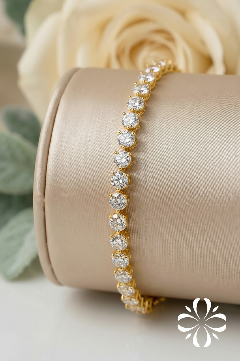 Round Diamond Tennis Bracelet in 18k Yellow Gold
