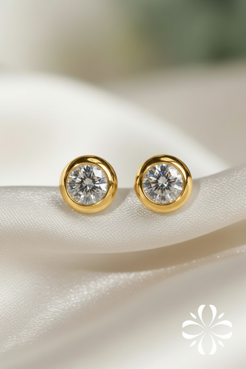 Yellow Gold Diamond Earrings